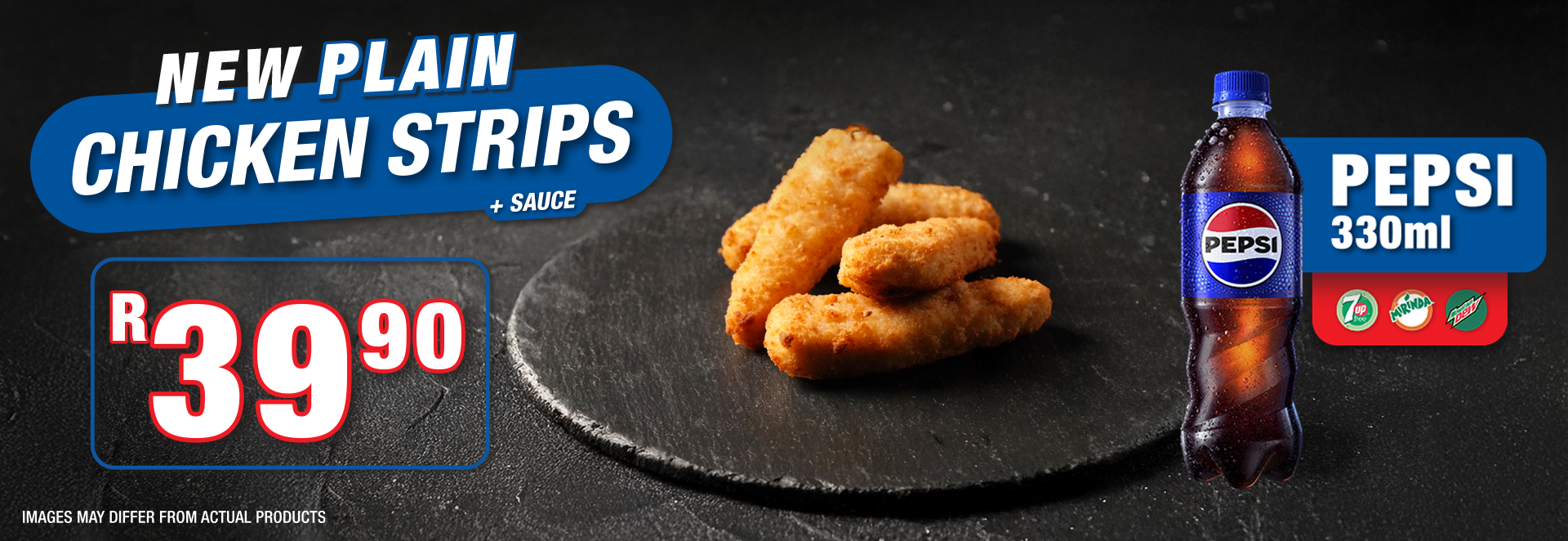 Roman’s Pizza New Chicken Strips Deal – Enjoy plain or spicy chicken strips with a 330ml Pepsi for only R39.90. A flavour-packed combo made for one.